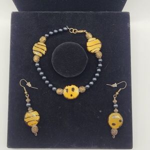 African Inspired Beaded Bracelet and Earrings​​​